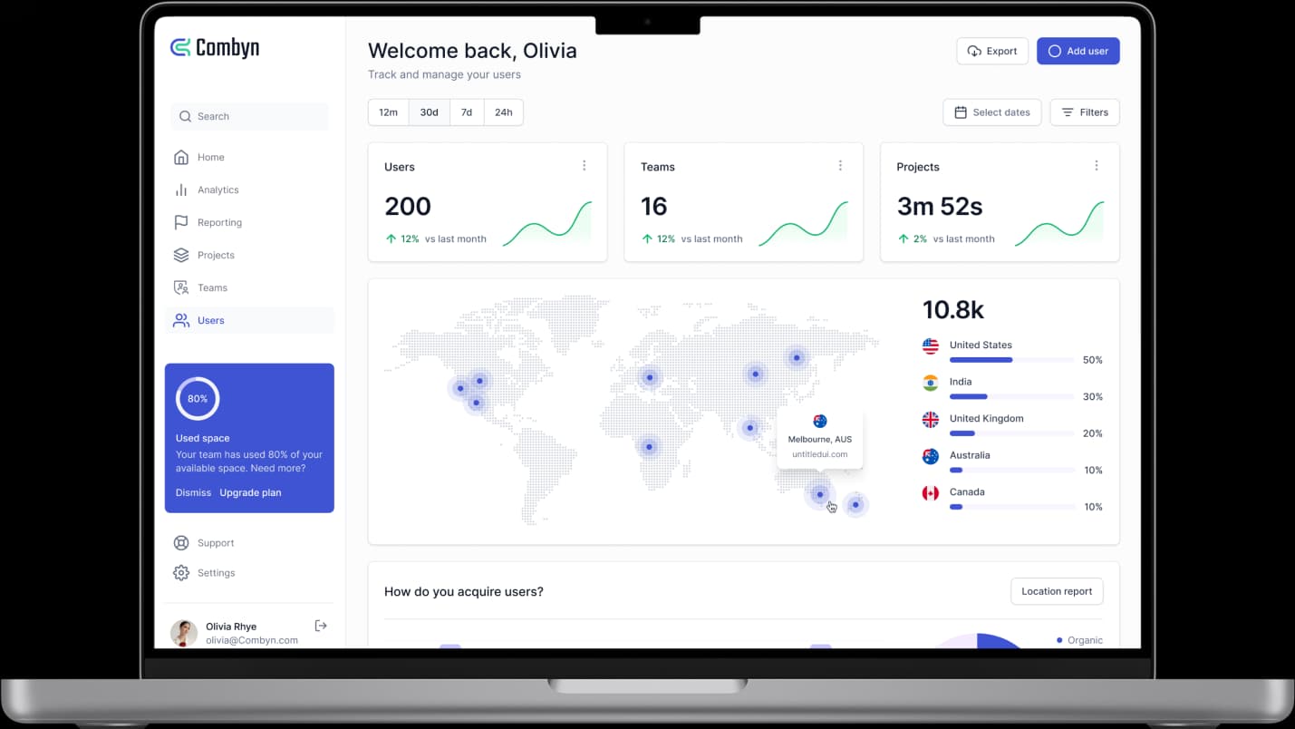 A mockup of an iPhone 12 Pro showing Combyn give user insights into expenses